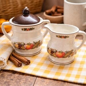 Vintage McCoy Spice Delight Cream & Sugar Bowl Set Pumpkin Fall Farmhouse Decor